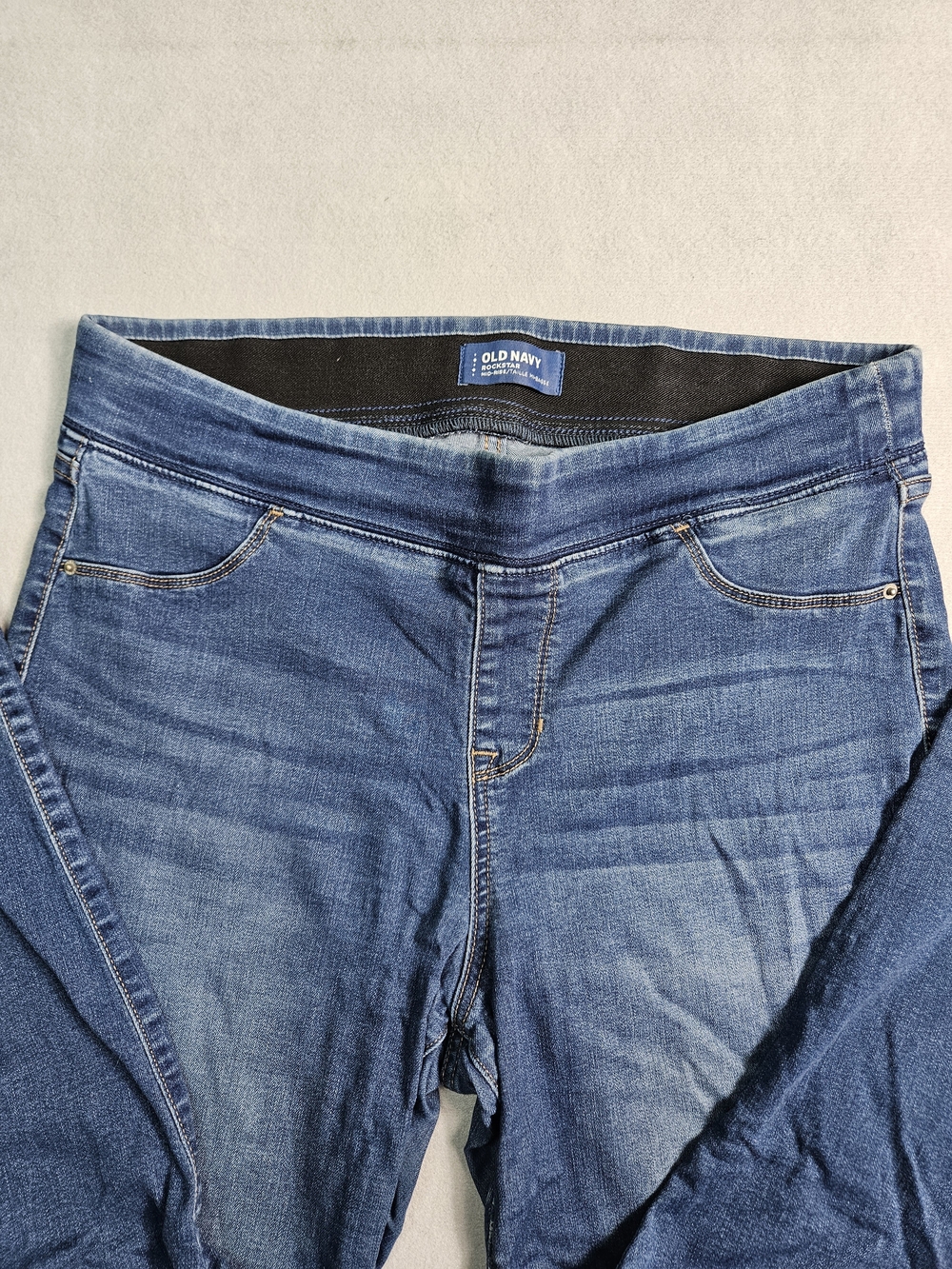 Old Navy Rockstar Mid-Rise Distressed Jeggings Blue Size 14 Regular - Picture 8 of 13